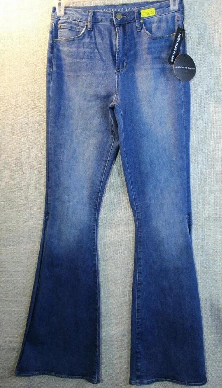Articles Of Society Jeans Womens Size 3 Blue High Rise Flare Slit Super Soft